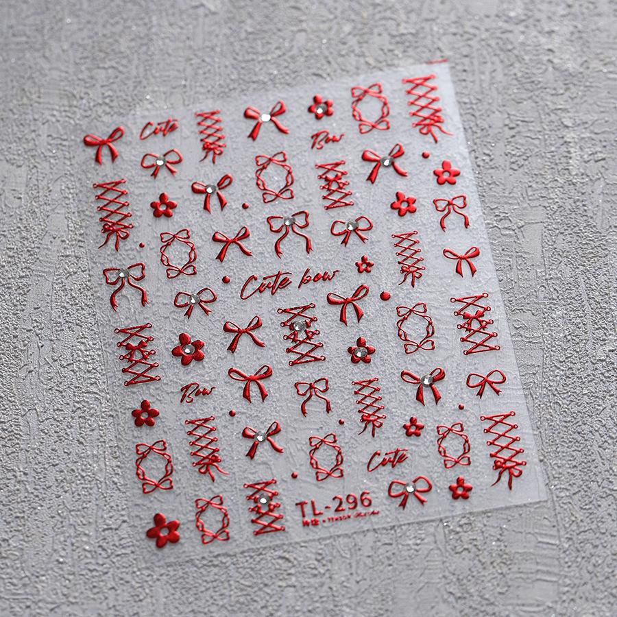 1pcs 5D Exquisite Pink Bow Nail Sticker Colorful Small Ribbon Adhesive Decals Nail Art Decoration DIY Accessory