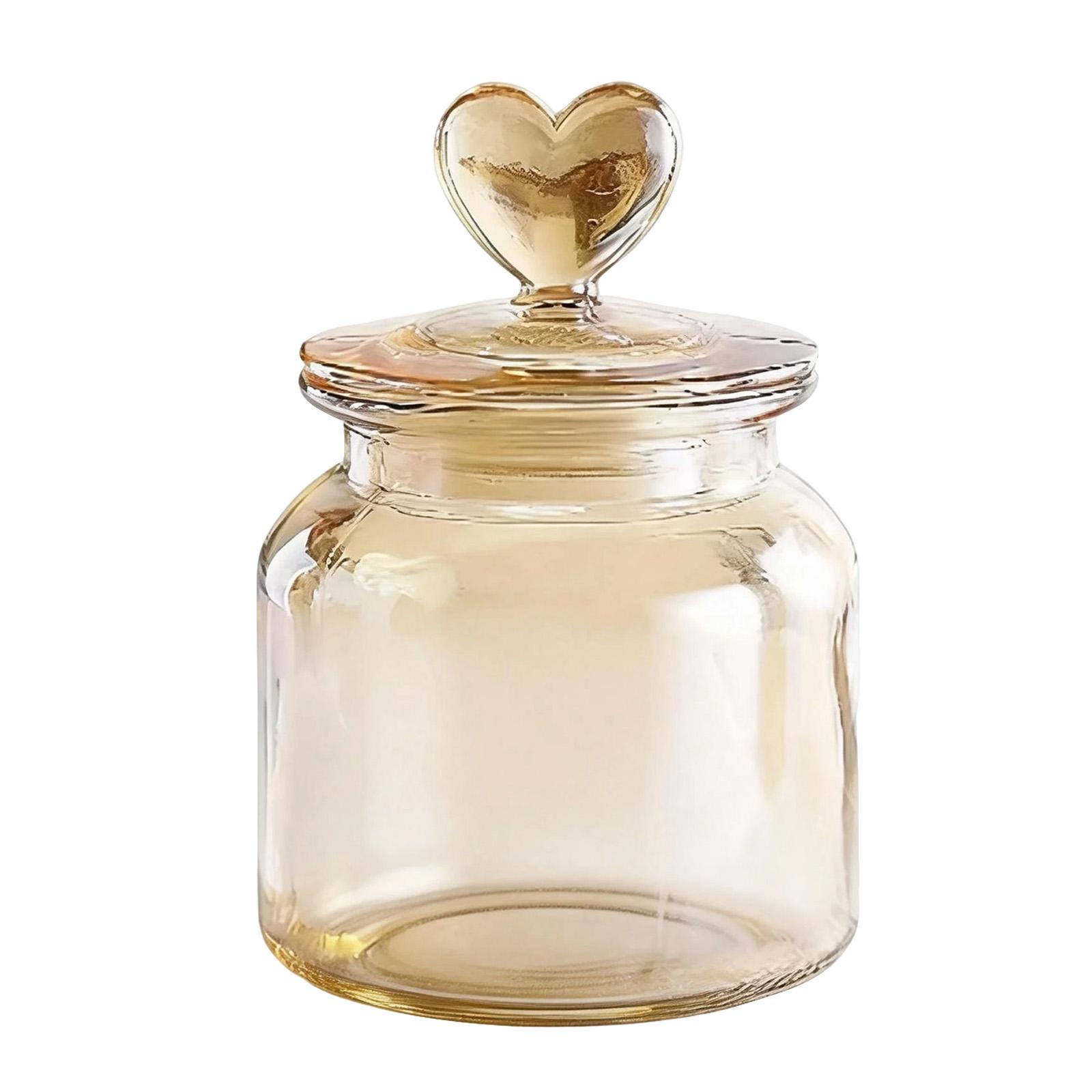 

Heart Shaped Sealed Lid Glass Jar, Amber Colored Sealed Jar, Used For Storing Tea And Coffee. Kitchen Decoration.