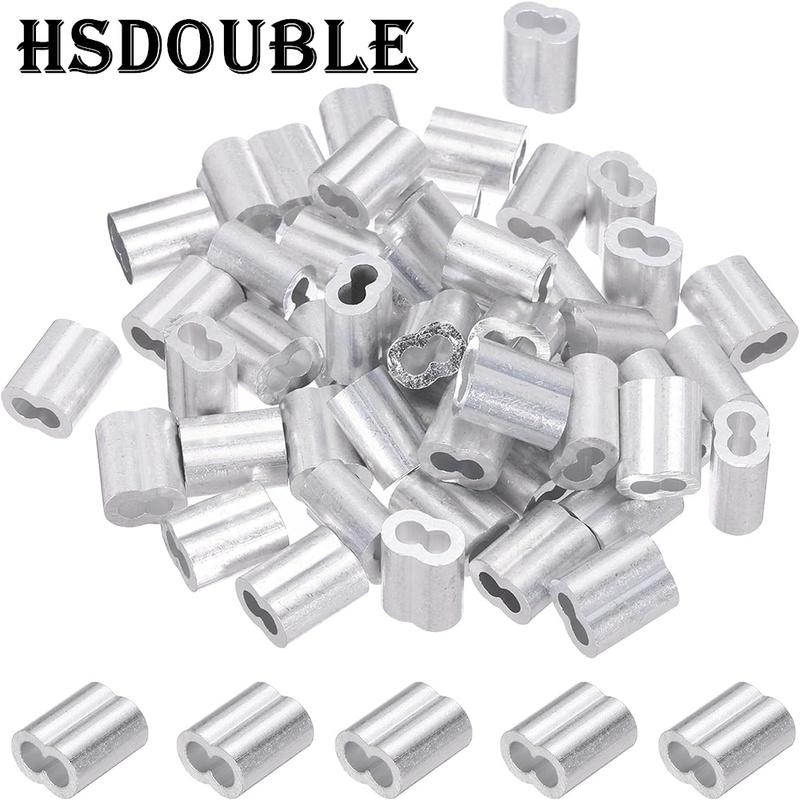 1-100Pcs Double Hole Cable Crimp Sleeve M1 to M12 Wire Ferrules 8-Shape Aluminum Cable Stopper Crimp Rope Hardware Accessories