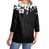 Women's Fashionable Casual Round Neck  3/4 Sleeve  Printed T-Shirt Top