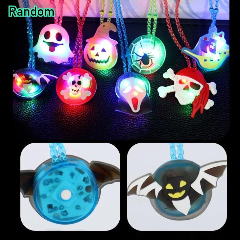 12-120PCS Halloween Christmas Glow Necklace Bracelet Scary Glitter Pendant Light Up Props Kids Party Favors Holiday Decoration