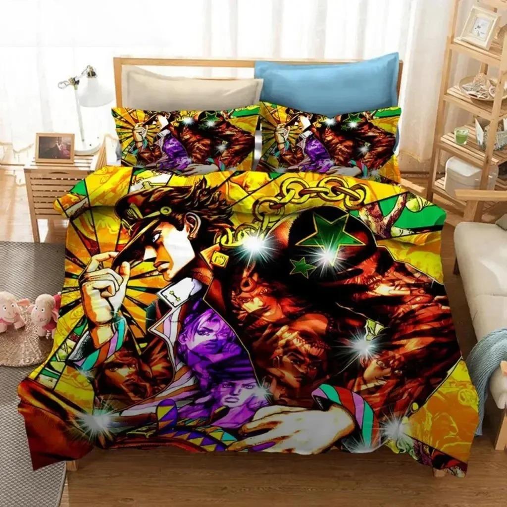 

Anime JoJo Bizarre Adventure Jotaro Kujo Bedding Set Boys Girls Twin Queen Size Duvet Cover Pillowcase Bed Kids Adult EU Single 135x200cm