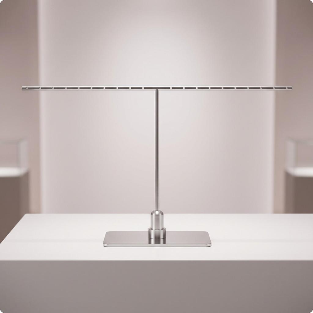 Jewelry Display Stand with Perforated Bar Sleek Crossbar Earring Elegant