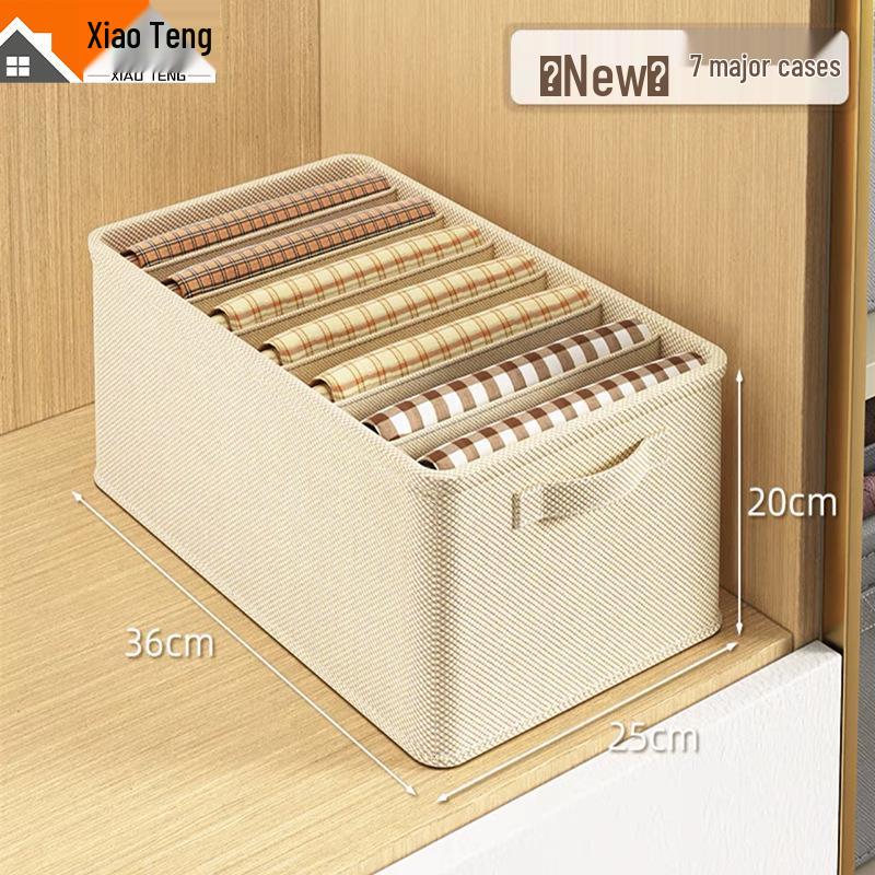 PP Board Fabric Clothes Organizer with Dividers - Wardrobe Storage Box for Pants