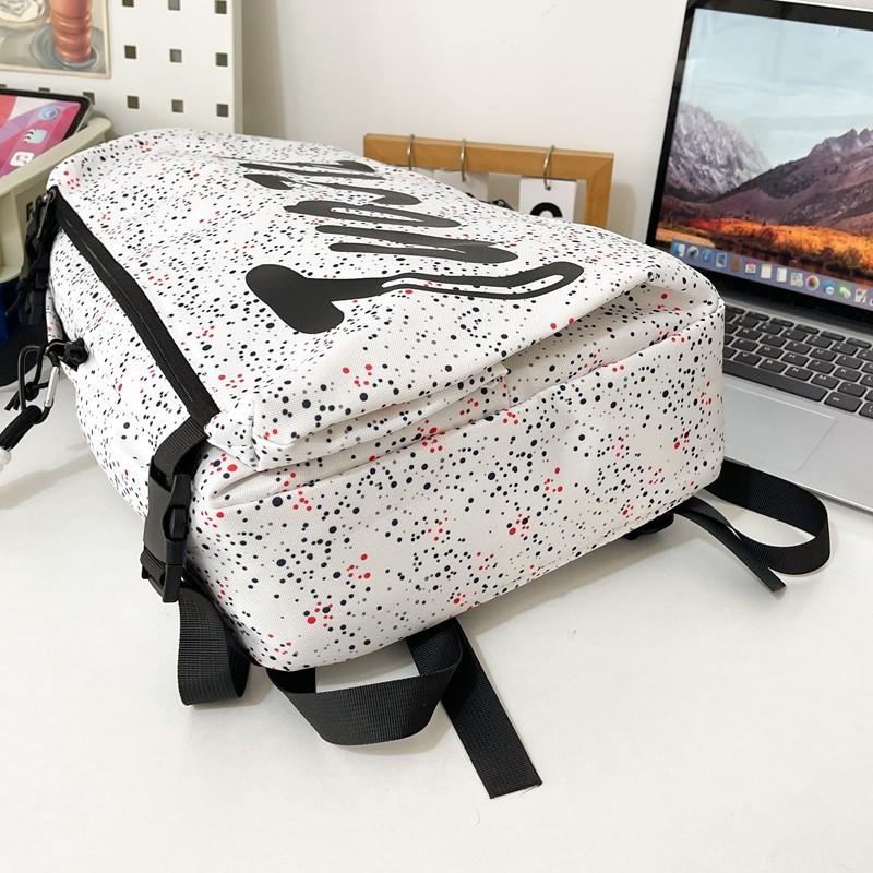 Women's Letter Printed Backpack Men's Large Capacity Travel Backpack Junior High School Student Schoolbag