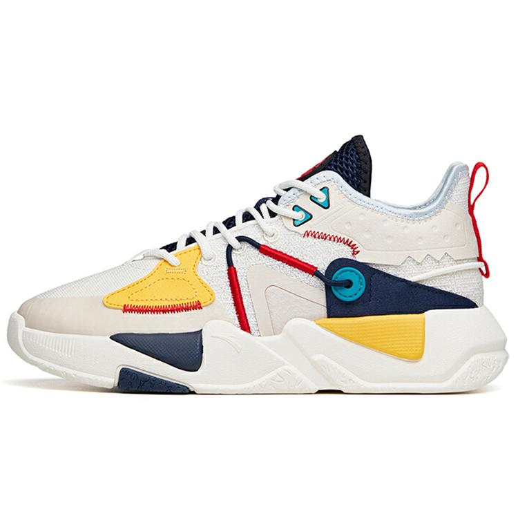 

New Anta Life Collection Anti-Slip Wear-Resistant Mid-Top Skateboard Shoes Women s Yellow Blue 122138084-3 35.5