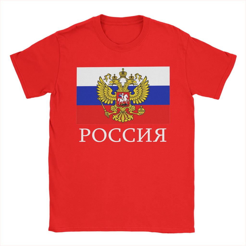 Vintage Flag of Russia TShirts for Men Crew Neck 100 Cotton T Shirts  Short Sleeve Tee Shirt Gift Idea Clothes