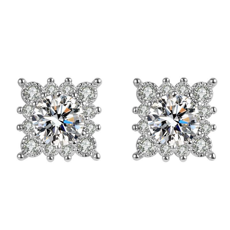 New 925 Silver Stud Earrings AAA Zircon High Quality For Women's Wedding Fine Jewelry Accessories Party Gift