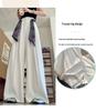 2025 Summer Women's Silk Scarf Print High-Waisted Wide-Leg Drape Pants - Fashionable Floor-Length Casual Trousers