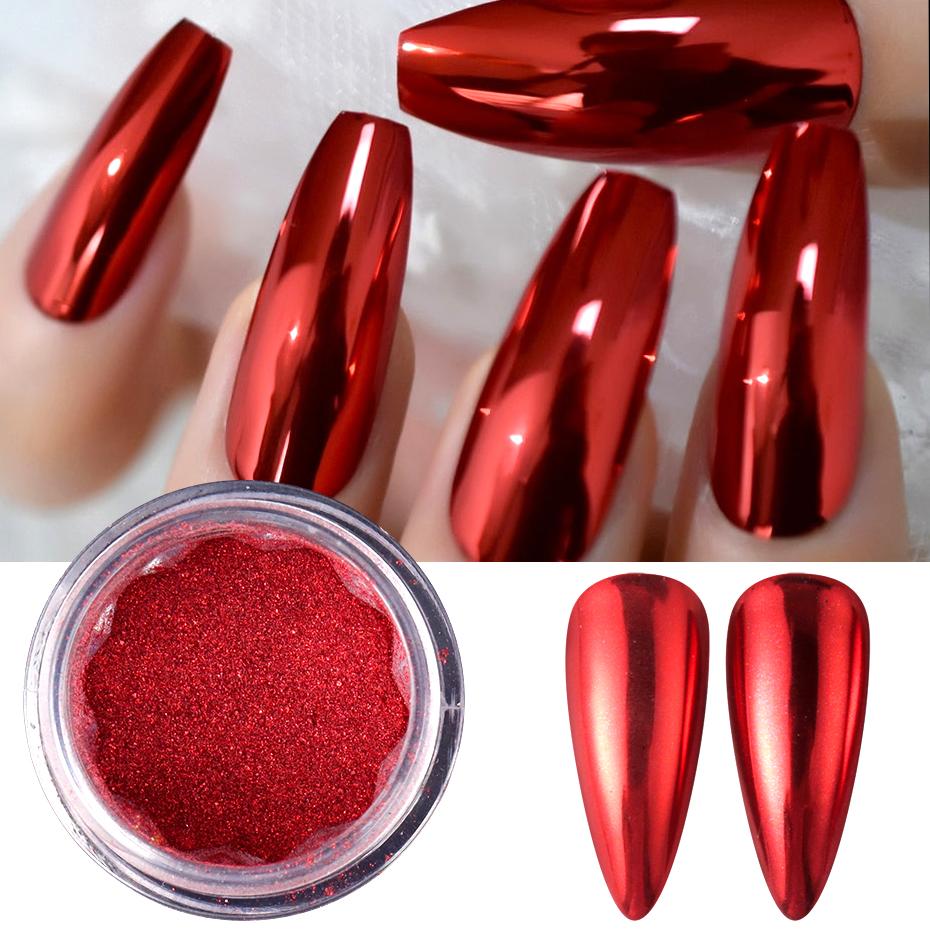 Xiaomi 1 Box Red Chrome Nail Powder Pigment Magic Mirror Metallic Nail Glitter Rubbing Dust Charms Makeup Nail Art Decorations Manicure