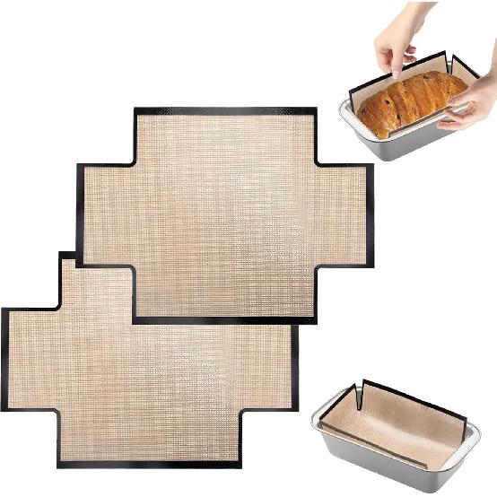 2Pcs Silicone Bread Loaf Pan Liners - Reble Bread Baking Mat, Non-Stick and Easy to Clean Bread Sling, for 9x5" Baking Loaf Pans to Transfer