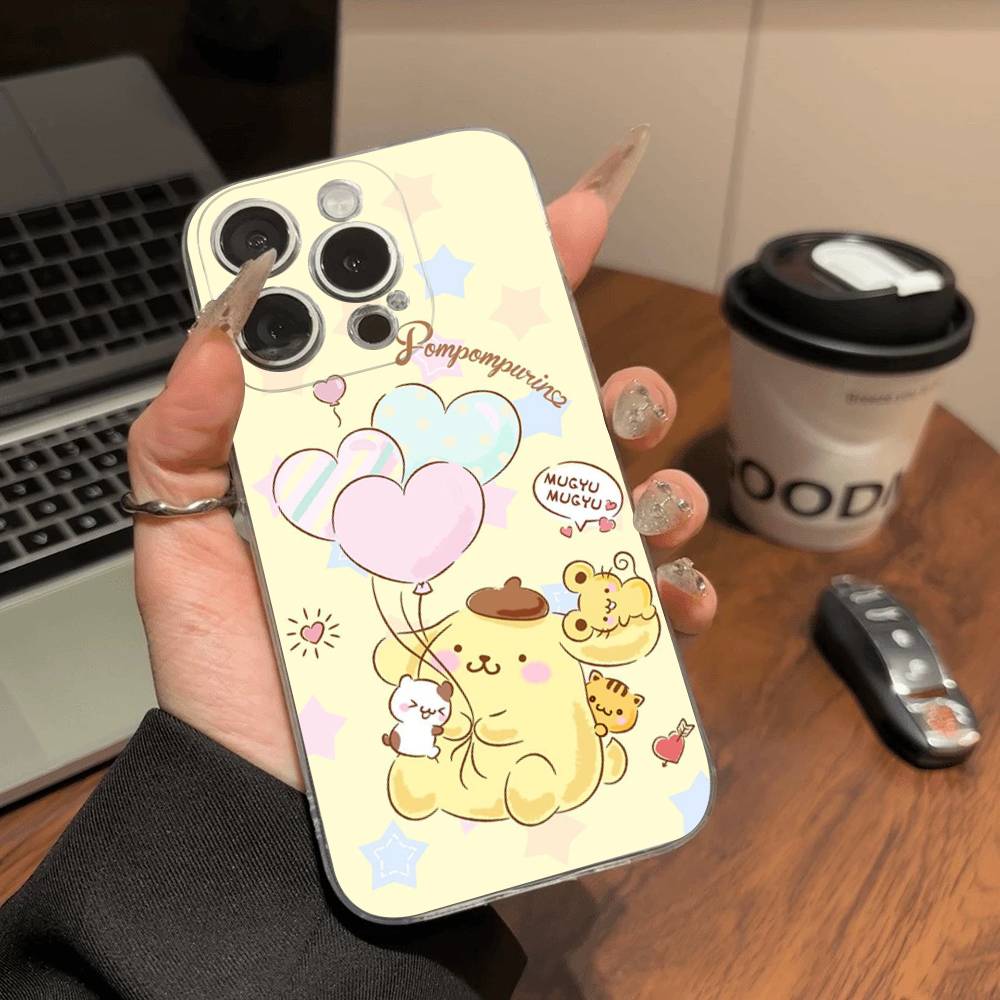 Cartoon P-Pompompurins Schattige Transparante Telefoonhoesje Voor IPhone 16 15 14 13 12 11 Pro Max Plus Zacht Hoesje