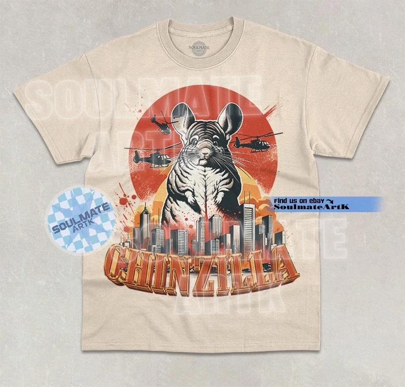 Chinzilla T-Shirt Funny Big Monster Kaiju Chinchilla Graphic Unisex Shirt XL