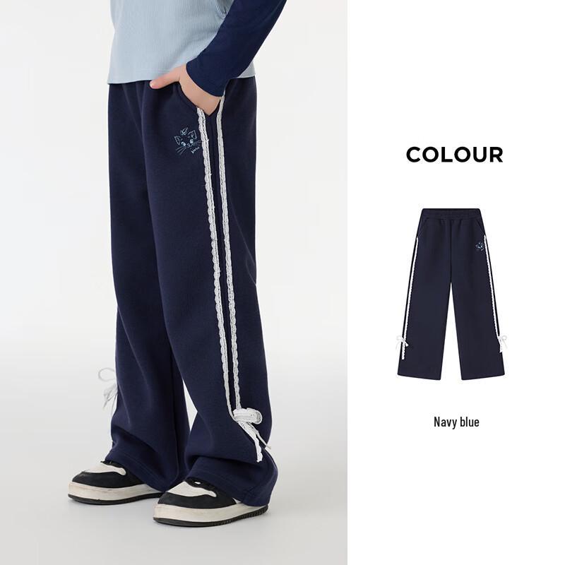 Disney Girls' Forest Style Lace Patchwork Loose Wide-Leg Pants