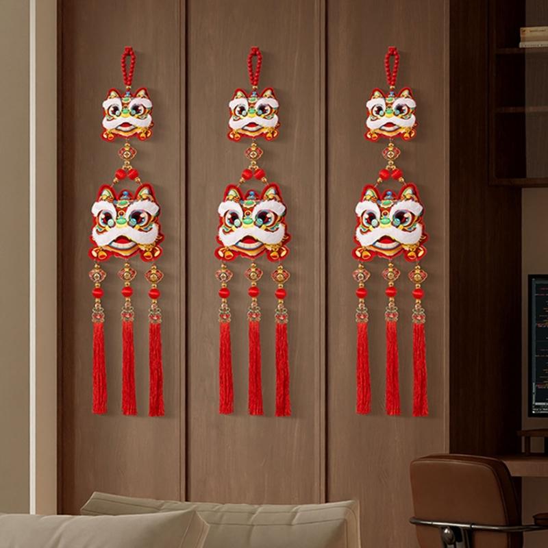 Year of Horse Festival Decoration Velvety Cotton Fabric Chinese New Year Ornaments for Entrydoor Wall Home Decoration