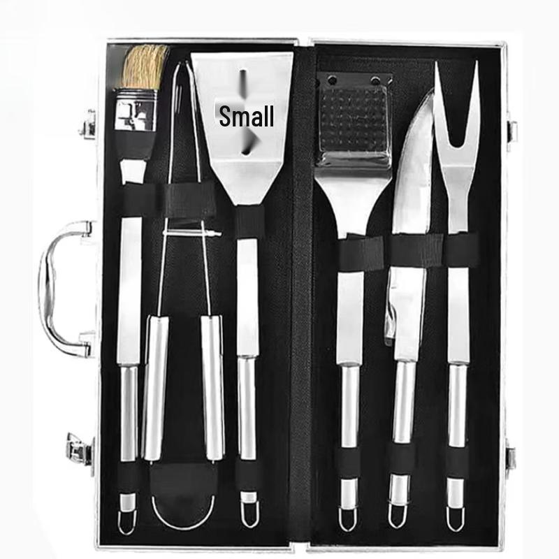 ZISIZ 6-Piece Picnic & Camping BBQ Tool Set with Aluminum Case