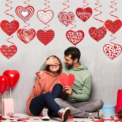 Decoración de interiores para el día de San Valentín, corazón de papel, decoración para fiestas, colores brillantes, crea ambiente, 12 unidades