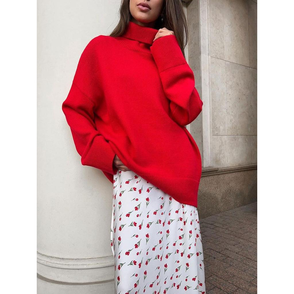 Spring Women's Elegant High Waist A-line Mermaid Hem Floral Cherry Print Skirt Vintage Crossborder European American Style Skirt
