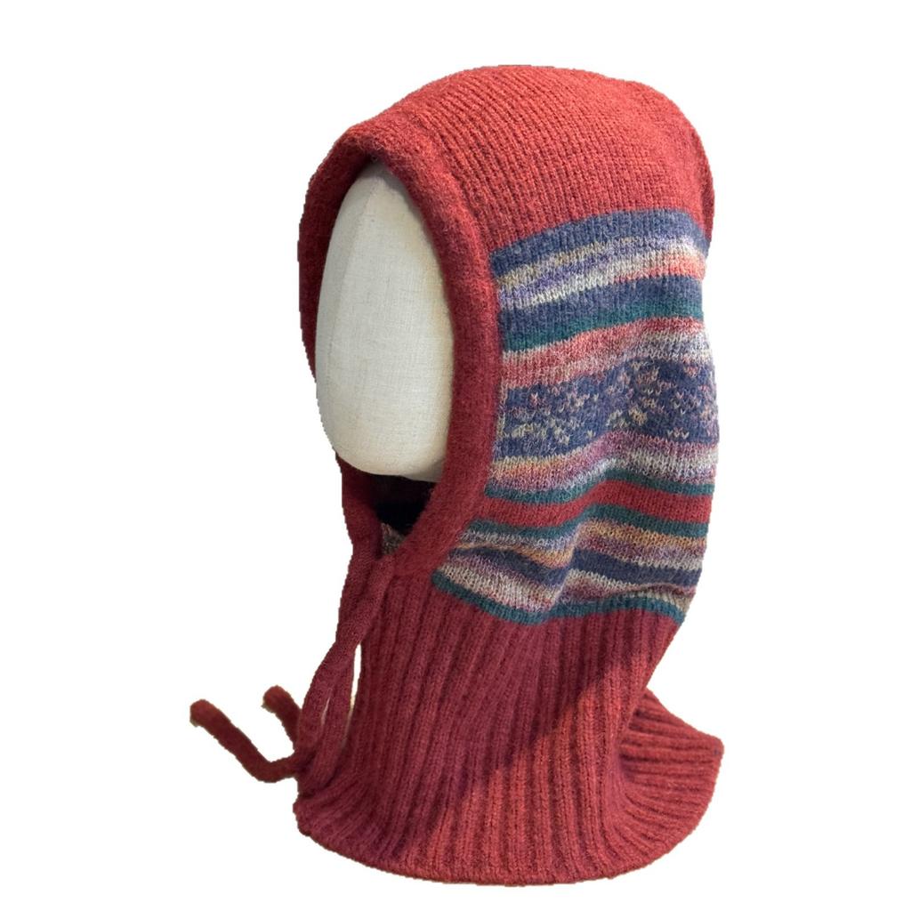 New Scarf Hat Integrated Knitted Hat for Men and Women Warm Ear Protection Lei Feng Hat Autumn and Winter Balaclava Woolen Hat