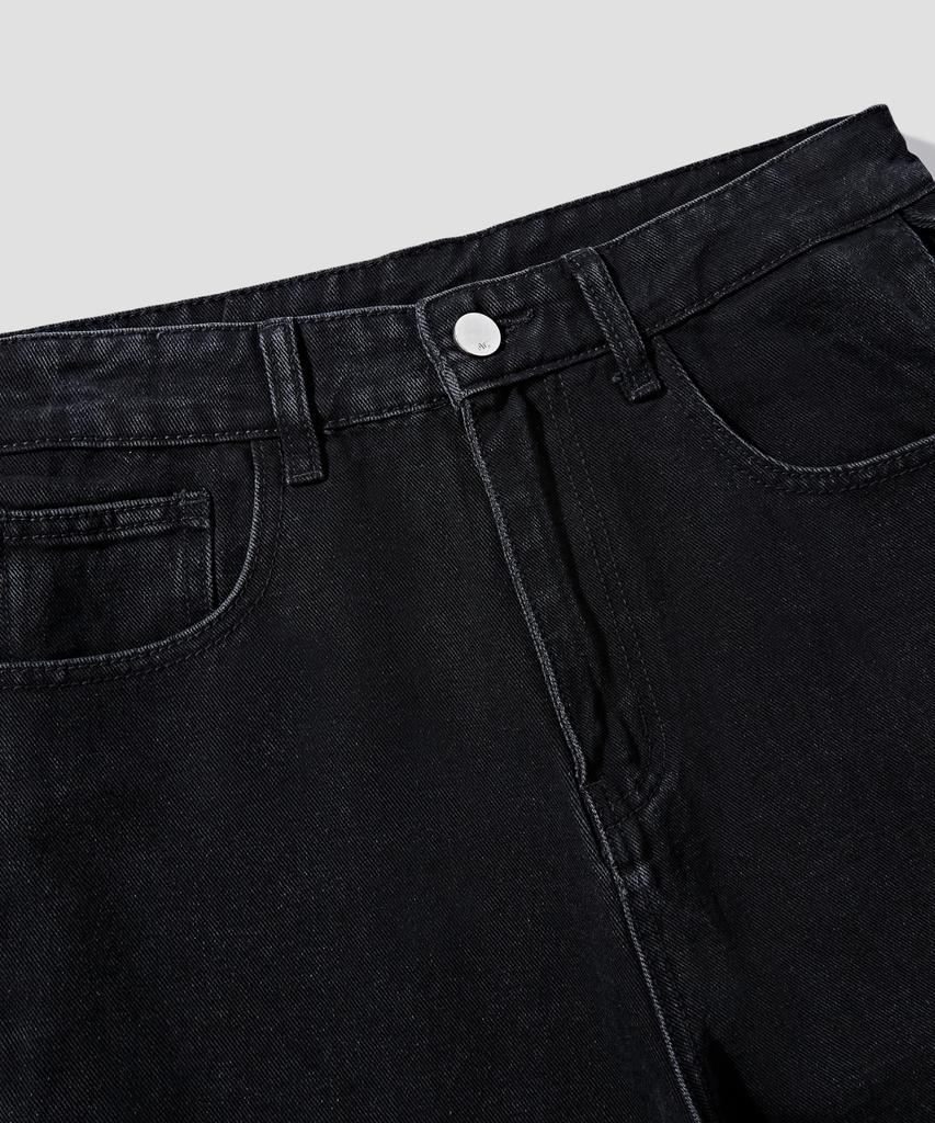 AGOD Vintage Side-Tuck Wide Denim Pants [All Black]