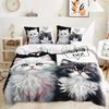 Carino Morbido Set Biancheria da Letto per Coppia di Gatti, "Andiamo!"" Set Copripiumino con Citazione, Tessile per la Casa Minimalista, Regalo Perfetto per gli Amanti dei Gatti"