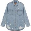Levis Loose Comfortable Distressed Flannel Long Sleeve Denim Jacket Men Jackets Medium-Blue 0017E-0002