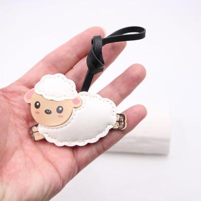 Cute Cartoon Sheep Shaped Bag Charm Waterproof PU Leather Pendant for Backpacks Handbags Keys Party Decor Accessory