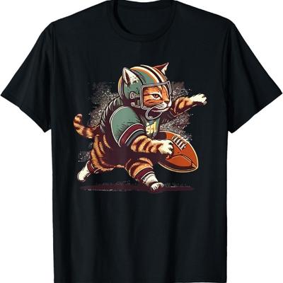 Cat Playing American Football T-Shirt