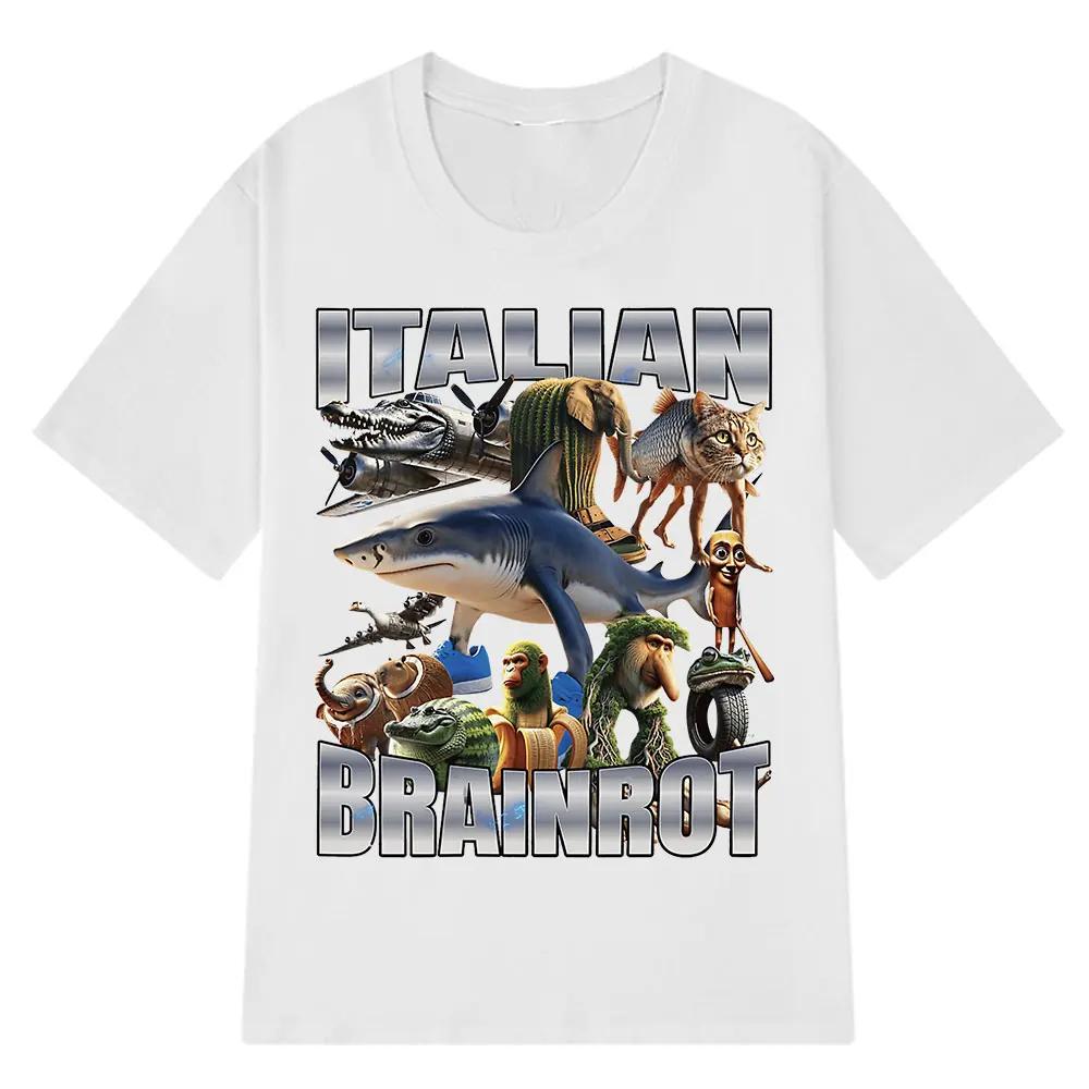 Italian Brainrot Tralalero Tralala Tung Tung Tung Sahur Bombardiro Crocodilo Funny Meme T-shirt Women Fashion Loose T Shirts