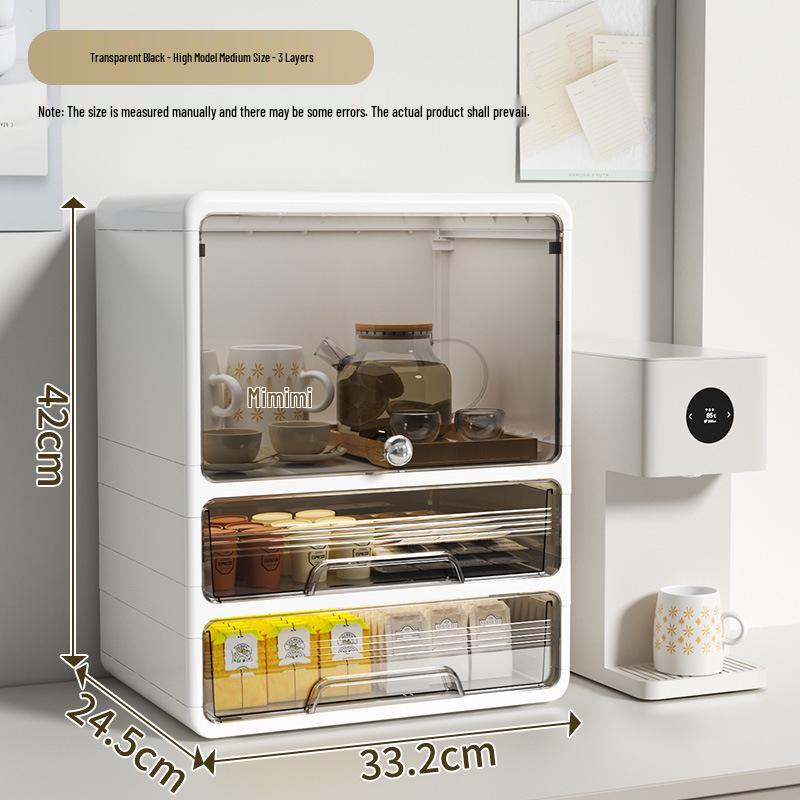 Multi-layer Dustproof Cup Holder & Storage Rack for Living Room