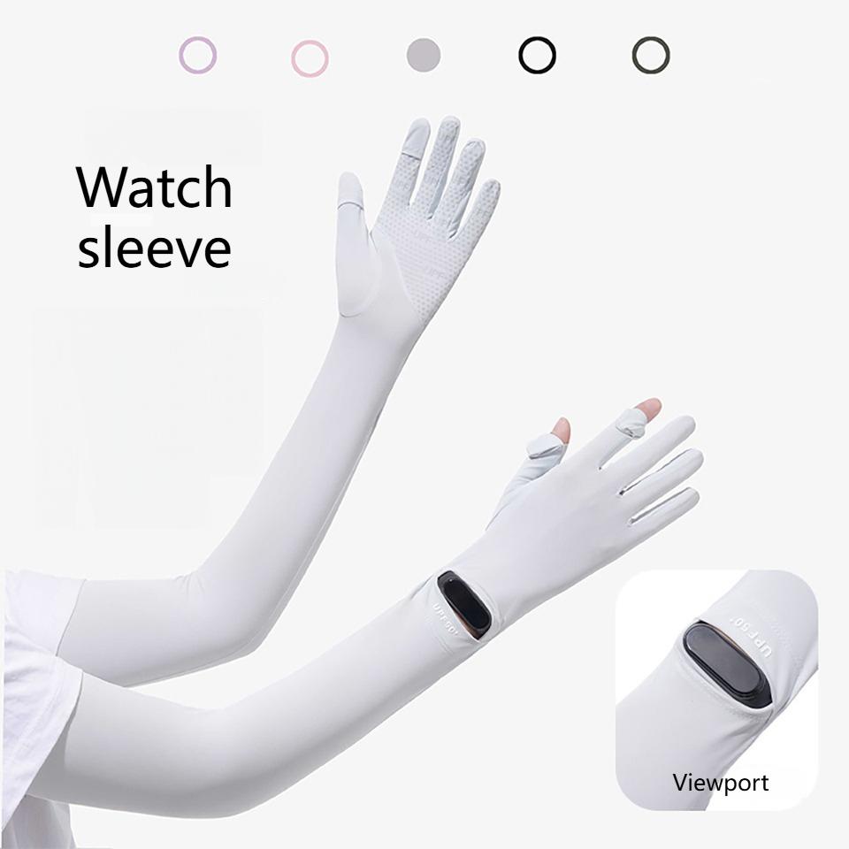 1Pair Ice Silk Sun Protection Sleeves Women Thin Cool UV Protection Arm Sleeves Summer Driving Cycling Men Women Unisex