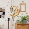 Crystal Chandelier with Moon and Stars Wall Stickers, Whimsical Celestial Mural for Bedroom, Living Room and Hallway Home Decor