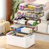Large Capacity Multi-Layer Durable Plastic Storage Box - Portable, Easy-Clean Organizer for Pills, Office , Bathroom Essentials - Transparent Design