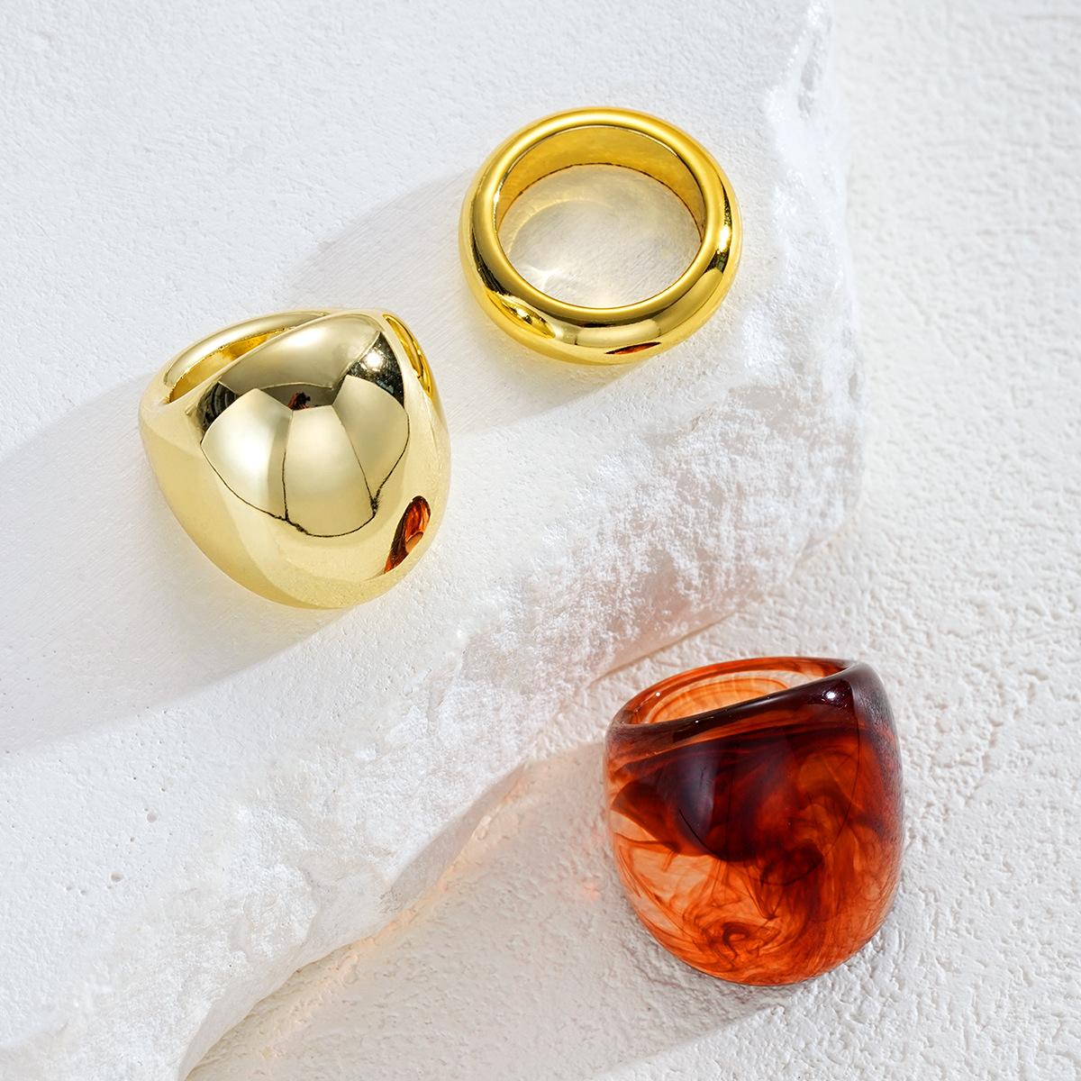 3 шт. Геометрические Широкополосные Смоляные Открытые Кольца для Женщин Мужчин Гладкие Круглые Массивные Металлические Сочлененные Кольца Набор Банкетные Ювелирные Аксессуары