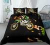 Motorbike Comforter Cover Set Queen Size, Boys Motocross Rider Duvet Cover, Teens Racing Motorcycle Dirt Bike Bedding Set Child