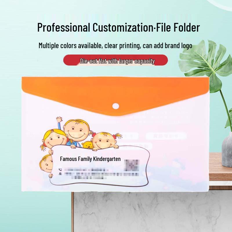 Custom Transparent File Bags with Cartoon Design and Snap Button Closure - A4 & A5 Sizes