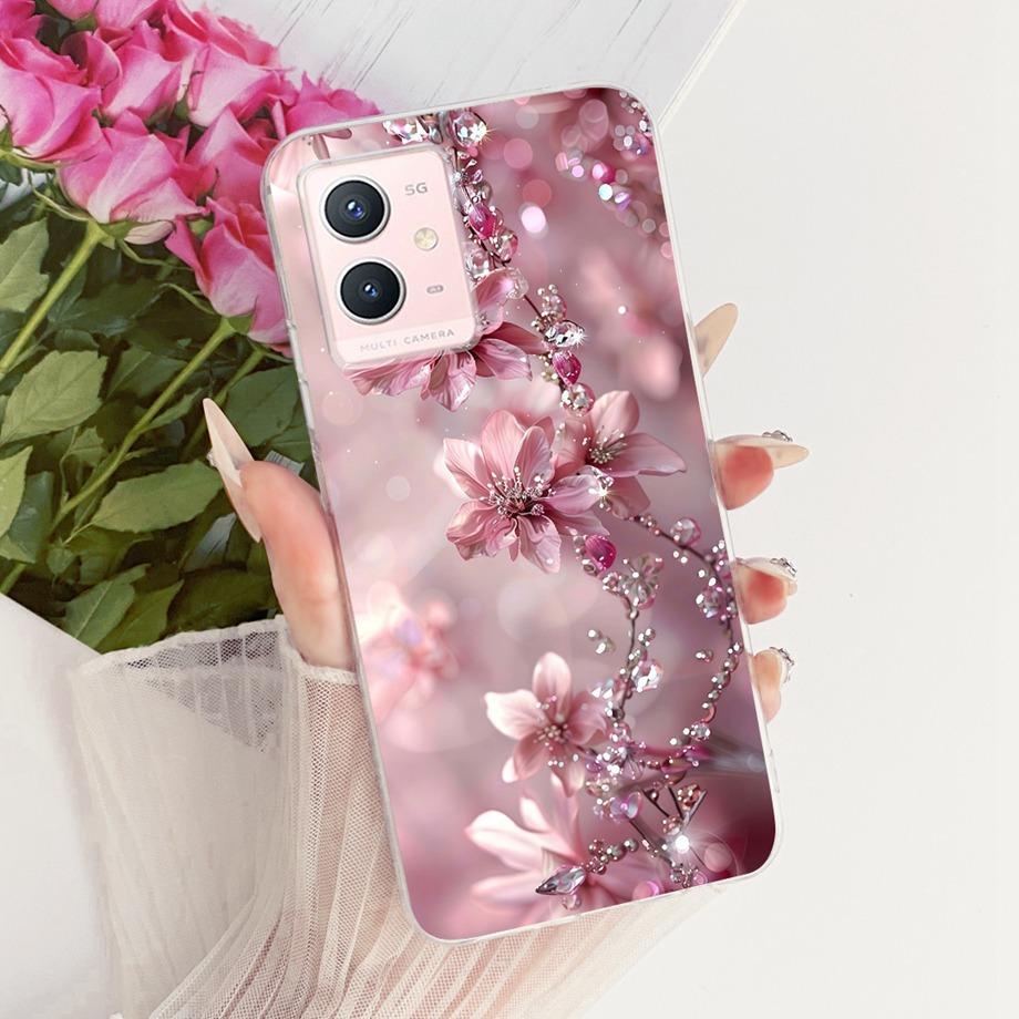 For Vivo Y33s Y55s Y55 Y75 Y21 Y21s Y21G Y21E Y21A Phone Case Floral Butterfly Bow Cat Dragon Bumper Soft Clear Silicone Cover