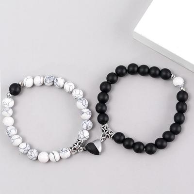 Zwart en Wit Hart Magneet Koppel Armbanden Set - Uniek Ontwerp voor Beste Vrienden