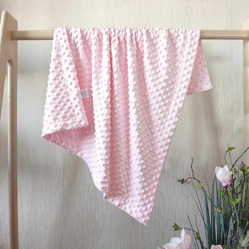 

Newborn Mung Bean Velvet Soothing Baby Swaddle Blanket with Double Layer Edging and Bubble Press Design 75x100