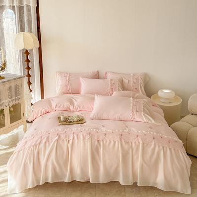 Conjuntos de Cama Estilo Princesa Ins Renda Babado Laço Capa de Edredom Romântica Decoração Roupa de Cama Mulher Meninas Quarto Capa de Edredom 4 peças