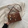 Vintage Brown Crocodile Pattern Messenger Bag Retro Handbag With Gold Hardware For Women Daily Commute Fashi Purse