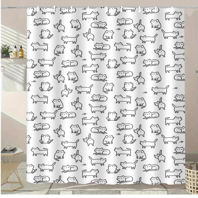 Mushroom World Washable Dirt-Resistant Shower Curtain Shower Head Waterproof Polyester Bath Curtain For Home Decor Accessories