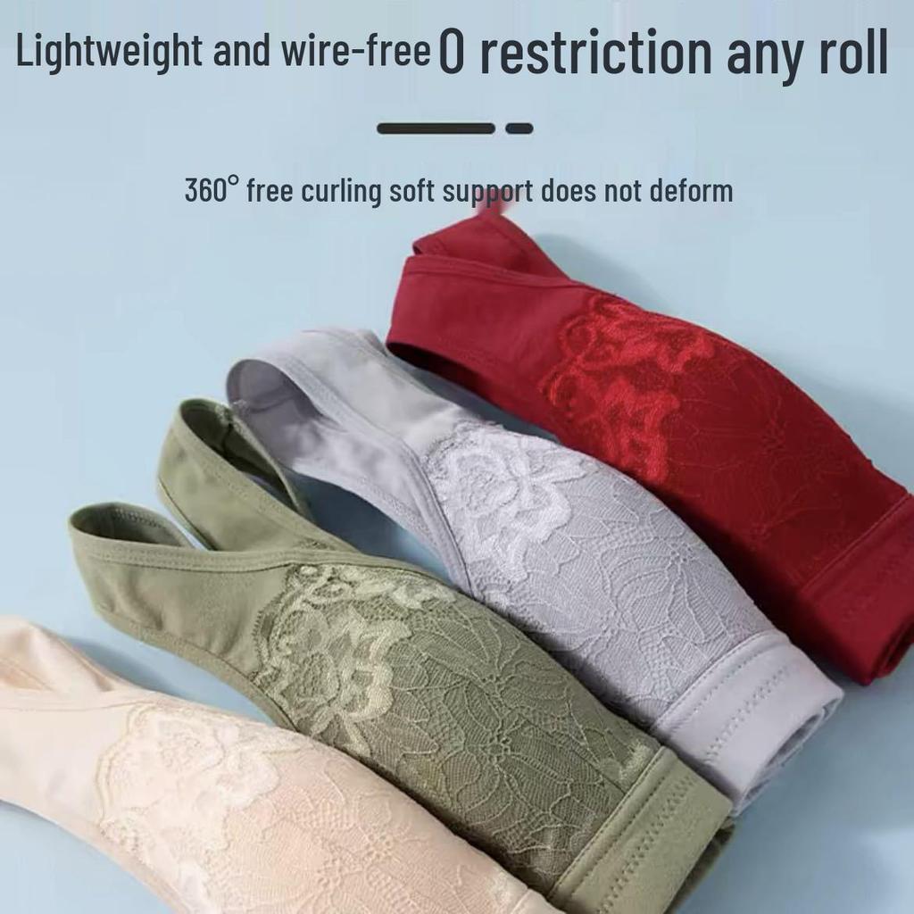 Comfortable Front Buckle Lace Vest Bra for Middle-Aged and Elderly Women - Wire-Free and Thin for Summer Wear