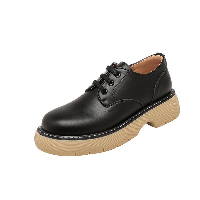 

Оксфорды женские размер 34-39 с круглым носком повседневные однотонные черные женские туфли на шнуровке весенние британские туфли-оксфорды для женщин 38