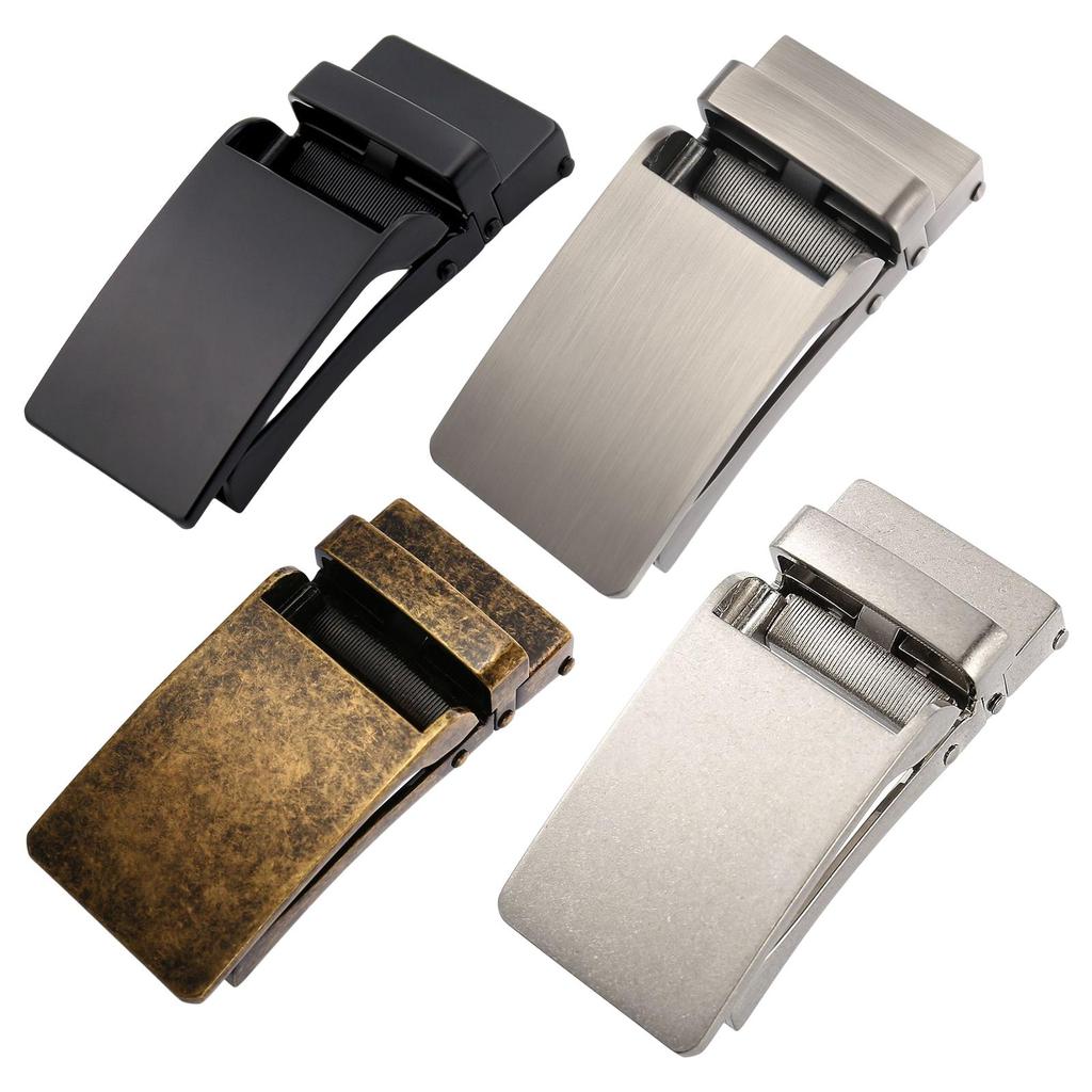 Rectangular Automatic Ratchet Buckle for Leather Straps, Men's Trouser Belt