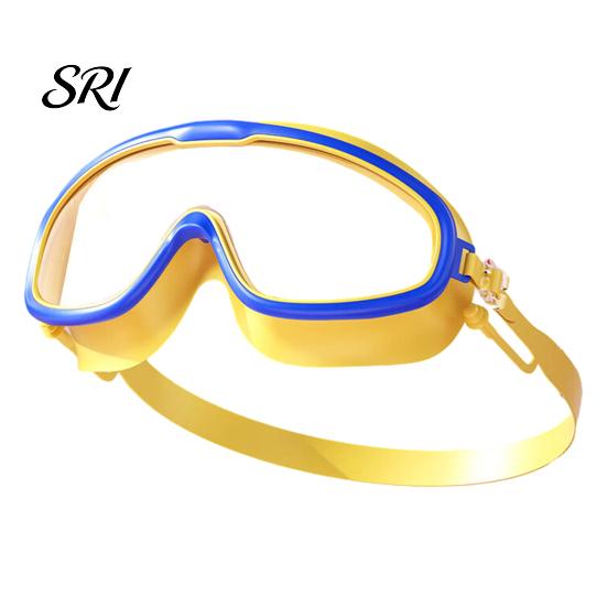 Silicone Frame Goggles Children Swim with Earplugs Waterproof No Leakage Anti-Fog UV Pressure-free Protection Boys Girls Wide View Diving Snorkeling