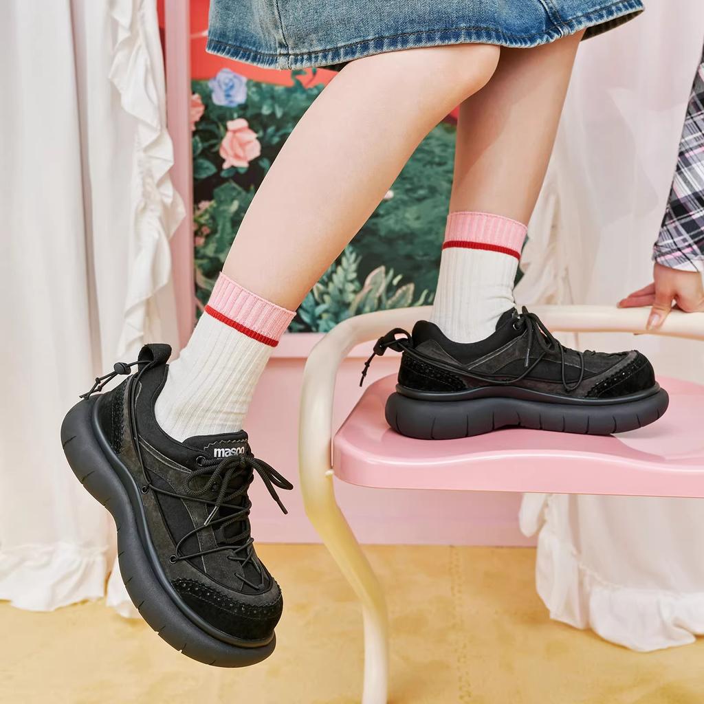 Ma Speedism 2025 autumn new fashion retro casual shoes round head versatile single shoes heightening platform shoes women
