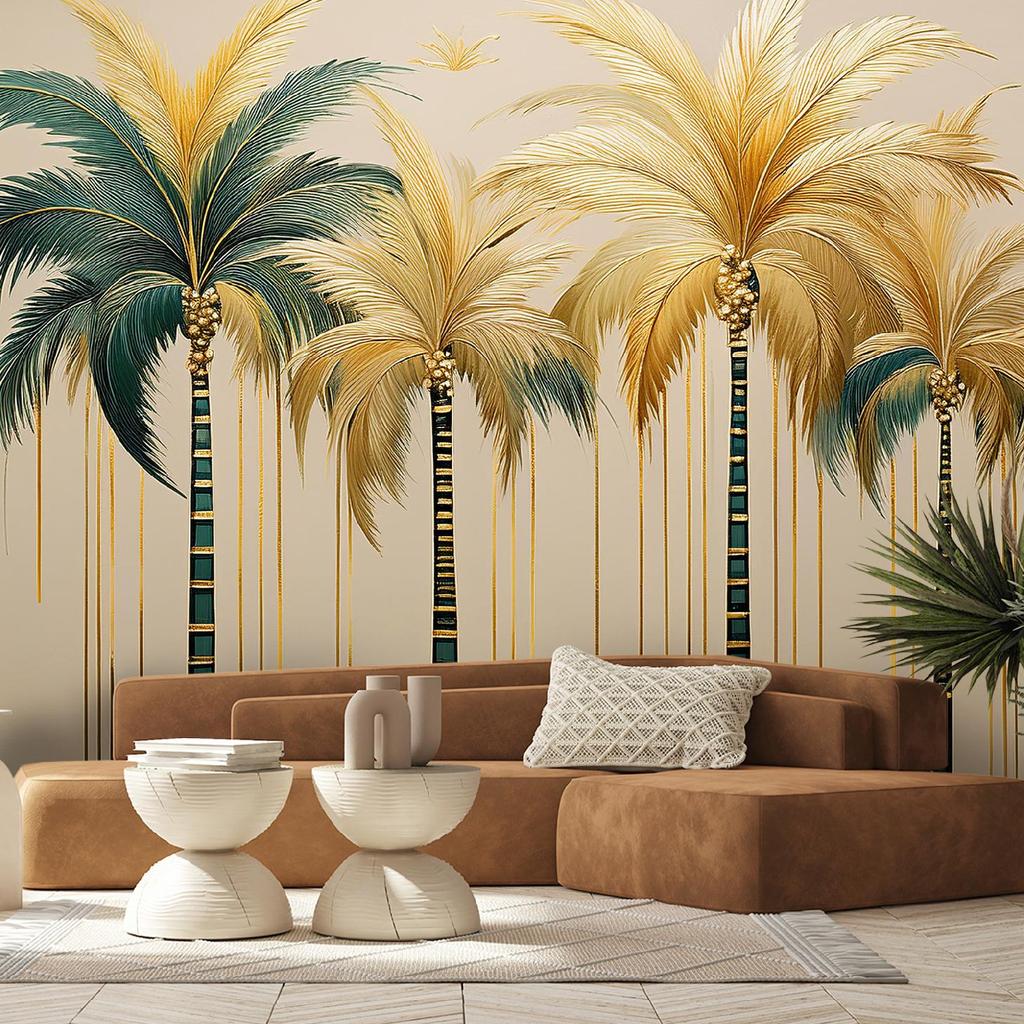 Wallpaper Golden Palms Glamour