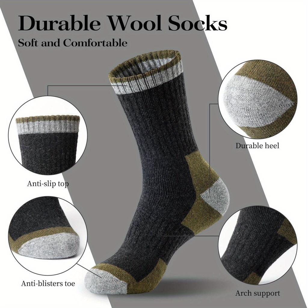 5 Paar Damen Herren Wollsocken Wolle Wandersocken Weich Warm Winter Lässig Crew Feuchtigkeitstransportierende Socken für Drinnen Draußen