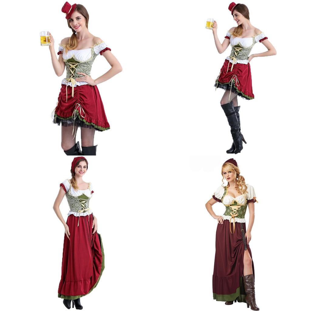 Womens Oktoberfest German Beer Maid Costume With Elastic Waist Fit